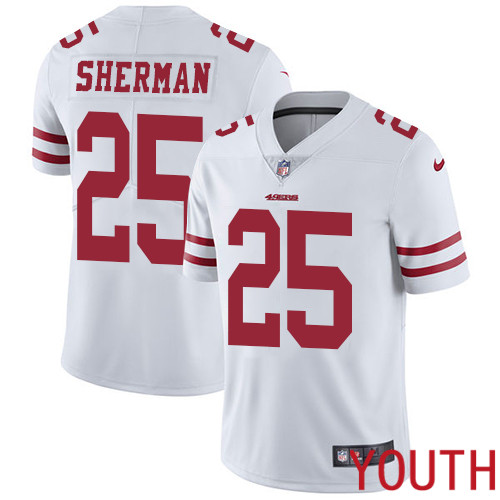 San Francisco 49ers Limited White Youth Richard Sherman Road NFL Jersey #25 Vapor Untouchable